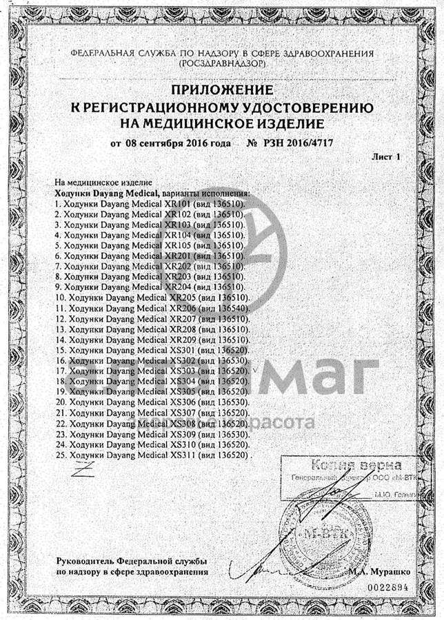 Сертификат на товар Ходунки е0401 прогулочные 4х колесные роллатор Ходунки е0401 прогулочные 4х колесные роллатор сертификат