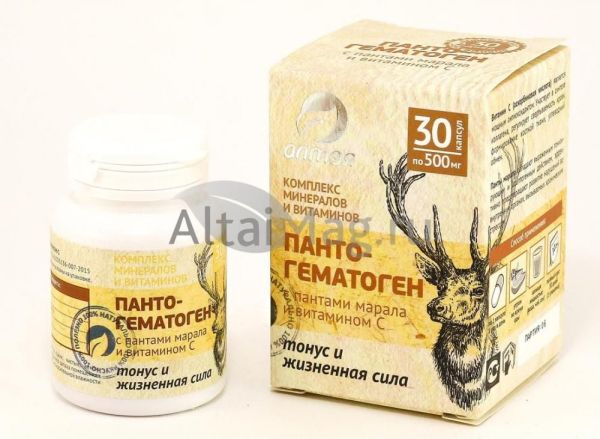 Изображение товара Пантогематоген с пантами марала и витамином С, 30 капсул Пантогематоген с пантами марала и витамином С, 30 капсул фотография