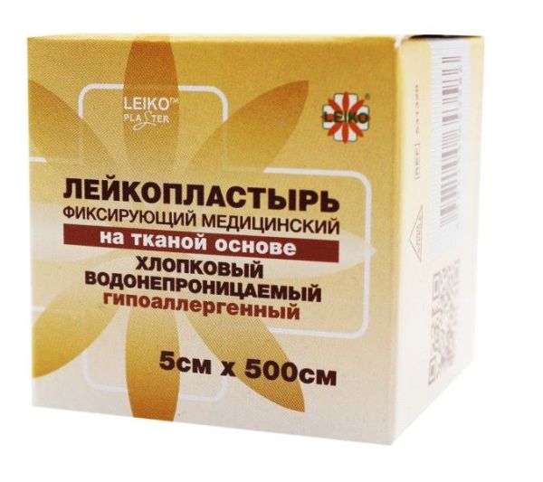 Изображение товара Лейкопластырь Leiko фиксирующий на водонепроницаемой основе 5х500см Лейкопластырь Leiko фиксирующий на водонепроницаемой основе 5х500см фотография